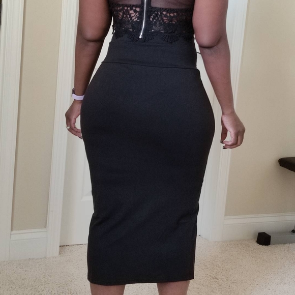 Lace Up Wide Waistband High Split Skirt - Picture 12 of 12